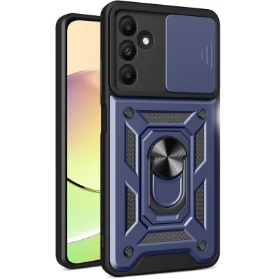 BUĞZ Samsung Galaxy M15 Kılıf Pars Lens Yüzüklü Silikon - Lacivert