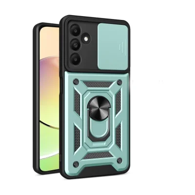 BUĞZ Samsung Galaxy M15 Kılıf Pars Lens Yüzüklü Silikon - Yeşil