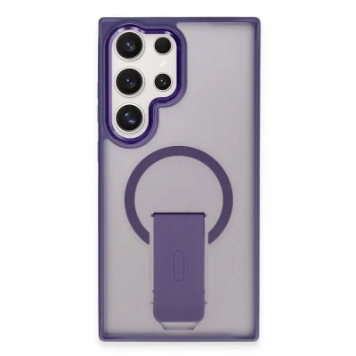 BUĞZ Samsung Galaxy S23 Ultra Tork Magsafe Standlı Kapak - Derin Mor