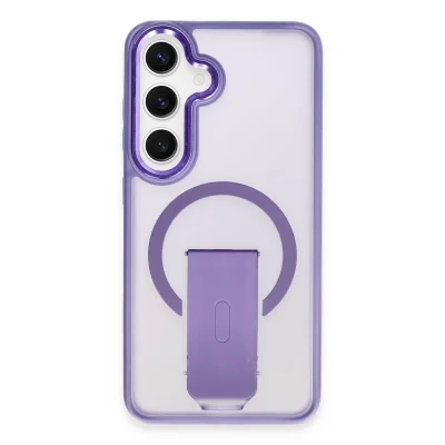 BUĞZ Samsung Galaxy S24 Tork Magsafe Standlı Kapak - Derin Mor