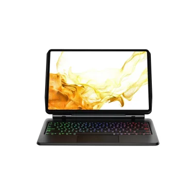 BUĞZ Samsung Galaxy T870 Tab S7 11 Kılıf Eternal Ledli Klavyeli Tablet Kılıfı - Siyah