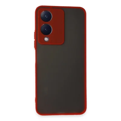 BUĞZ Vivo Y17s Kılıf Montreal Silikon Kapak - Kırmızı