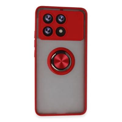 BUĞZ Xiaomi Poco X6 Pro Kılıf Montreal Yüzüklü Silikon Kapak - Kırmızı