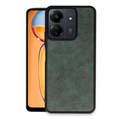 BUĞZ Xiaomi Redmi 13c Kılıf Aras Deri Kapak - Koyu Yeşil