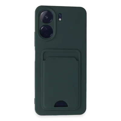 BUĞZ Xiaomi Redmi 13c Kılıf Kelvin Kartvizitli Silikon - Koyu Yeşil