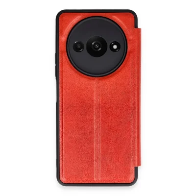 BUĞZ Xiaomi Redmi A3 4g Kılıf Flip Cover - Kırmızı