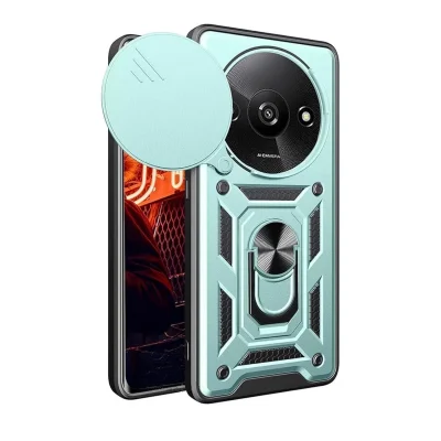 BUĞZ Xiaomi Redmi A3 4g Kılıf Pars Lens Yüzüklü Silikon - Yeşil