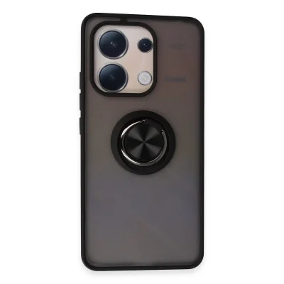 BUĞZ Xiaomi Redmi Note 13 4g Kılıf Montreal Yüzüklü Silikon Kapak - Siyah