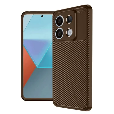 BUĞZ Xiaomi Redmi Note 13 Pro 4g Kılıf Auto Focus Karbon Kapak - Kahverengi
