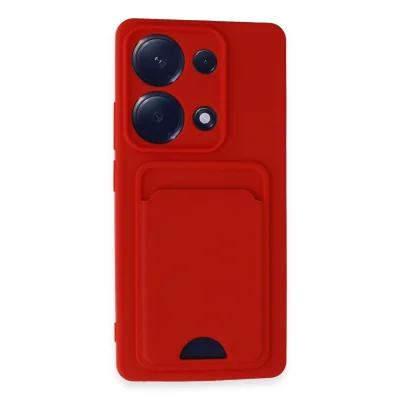 BUĞZ Xiaomi Redmi Note 13 Pro 4g Kılıf Kelvin Kartvizitli Silikon - Kırmızı