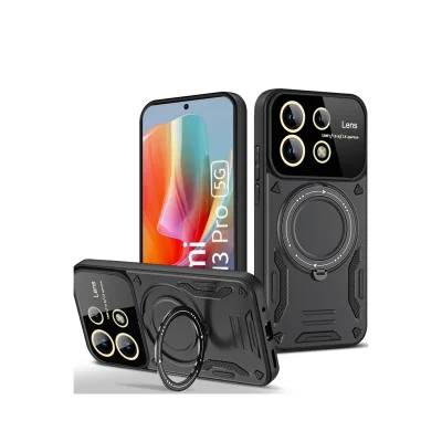 BUĞZ Xiaomi Redmi Note 13 Pro 5g Kılıf Joy Lens Standlı Kapak - Siyah