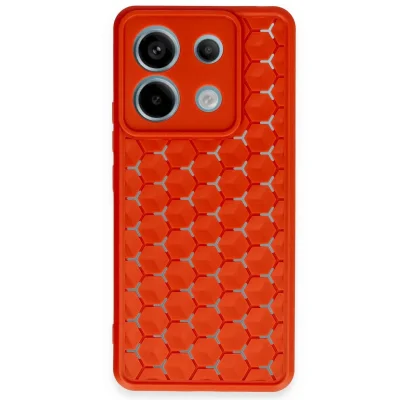 BUĞZ Xiaomi Redmi Note 13 Pro 5g Kılıf Petek Silikon Kapak - Kırmızı