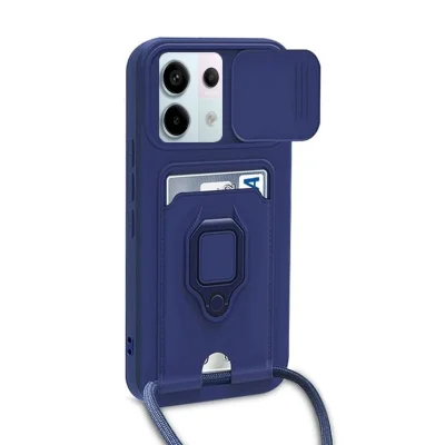 BUĞZ Xiaomi Redmi Note 13 Pro 5g Kılıf Zuma Kartvizitli Yüzüklü Silikon - Lacivert