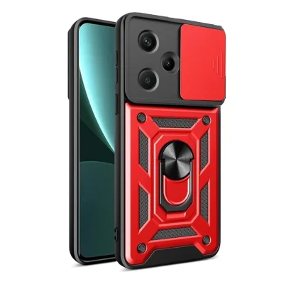 BUĞZ Xiaomi Redmi Note 13 Pro Plus Kılıf Pars Lens Yüzüklü Silikon - Kırmızı