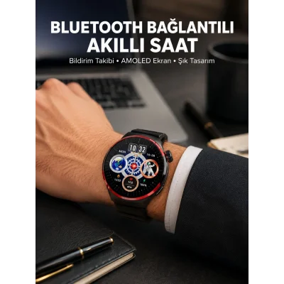 BUĞZ NFC Destekli Akıllı Saat AMOLED Ekranlı Şık Tasarım Yeni Nesil