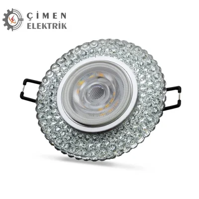  NOAS YL65 1747 Nilus Led Çerçeveli 4000K Yuvarlak Kristal Cam Spot Kasa - Priz ve Anahtar İçin Uyumlu Çerçeve