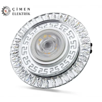  NOAS YL65 1757 FLORA Led Çerçeveli 4000K + Mavi Yuvarlak Kristal Cam Spot Kasa - Priz ve Anahtar İçin Uyumlu Çerçeve