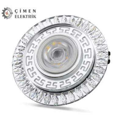 BUĞZ NOAS YL65 1757 FLORA Led Çerçeveli 4000K + Mavi Yuvarlak Kristal Cam Spot Kasa - Priz ve Anahtar İçin Uyumlu Çerçeve