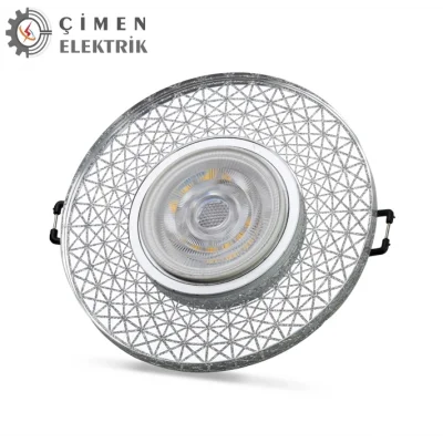 BUĞZ NOAS YL65 1767 İris LED Çerçeveli 4000K Yuvarlak Kristal Cam Spot Kasa - Priz ve Anahtar İçin Uyumlu Çerçeve