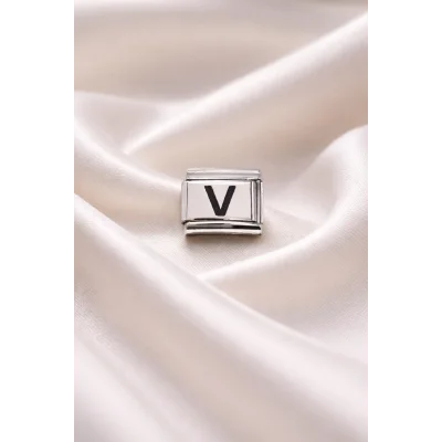 BUĞZ Nomination Bileklik Uyumlu V Harfi Charm – Paslanmaz Çelik Harf Modül – Kişiye Özel Bileklik Aksesuarı