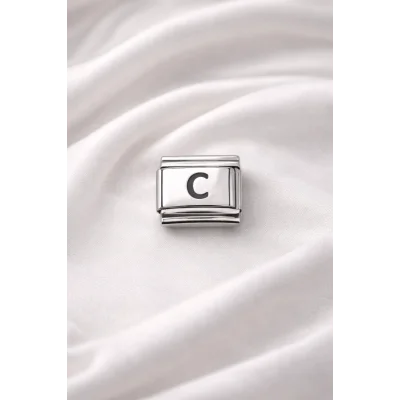 BUĞZ Nomination Uyumlu C Harfi Charm – Çelik Harfli Bileklik Aksesuarı ,Kişiye Özel Modüler Takı