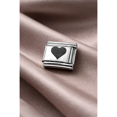 BUĞZ Nomination Uyumlu Çelik Kalp Charm – Parlak Çelik Bileklik Aksesuarı | Sevgi Temalı Modüler Charm