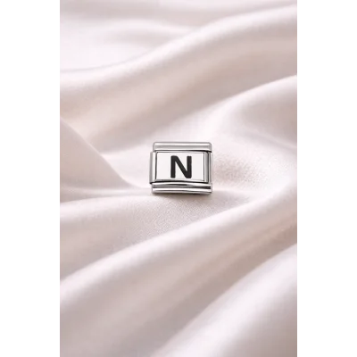 BUĞZ Nomination Uyumlu N Harf Charm | Çelik Bileklik Aksesuarı | Kişiye Özel Harf Modülü | Minimal & Şık Tasarım