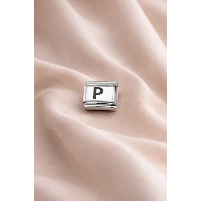 BUĞZ Nomination Uyumlu “P” Harf Charm – Çelik Bileklik Modülü, Kişiye Özel Harf Aksesuarı