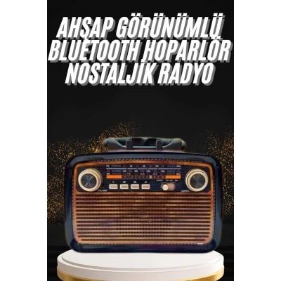 BUĞZ Nostaljik Görünümlü Ahşap Radyo TF SD USB Girişli Led Fener Işıklı - BUĞZ