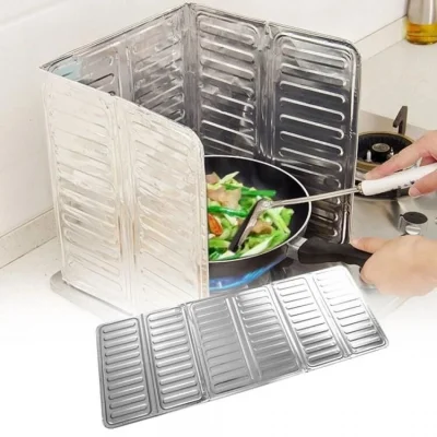 BUĞZ Ocak Yağ Sıçrama Koruyucu Katlanır Alüminyum Levha -Kolay Silinir Piknik Tüpü Rüzgar Önleyici Panel