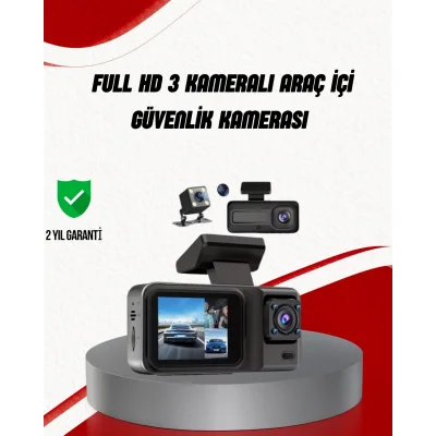 BUĞZ Ön Arka ve İç Kamera DashCam 360° Kapsamlı Full HD Araç Güvenlik Sistemi