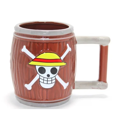 BUĞZ One Piece Hasır Şapka Korsanları 3d Fıçı Tasarımlı Kupa Bardak Alk4552