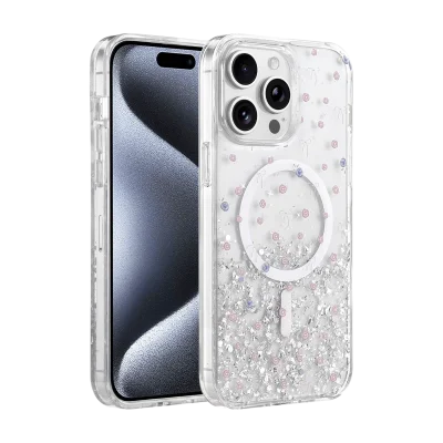 BUĞZ Onegif  İphone 14 Pro Max Misk Simli Magsafe Kapak - Desen 1