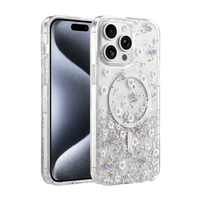 BUĞZ Onegif  İphone 14 Pro Max Misk Simli Magsafe Kapak - Desen 2