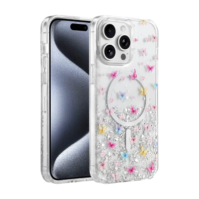 BUĞZ Onegif  İphone 14 Pro Max Misk Simli Magsafe Kapak - Desen 4