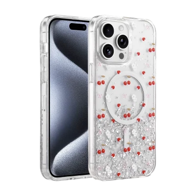 BUĞZ Onegif  İphone 14 Pro Max Misk Simli Magsafe Kapak - Desen 5