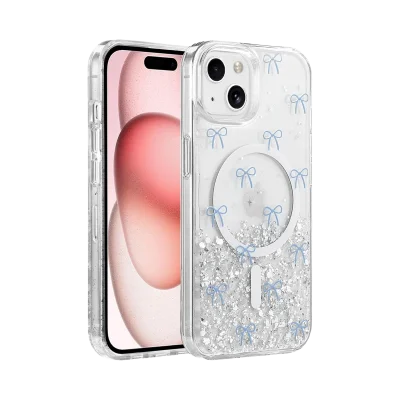 BUĞZ Onegif  İphone 15 Misk Simli Magsafe Kapak - Desen 3