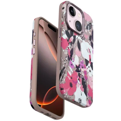 BUĞZ Onegif İphone 15 Plus Flower Series Magsafe Kapak - Pembe