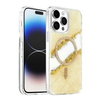 BUĞZ Onegif  İphone 15 Pro Max Lotus Simli Magsafe Kapak - Gümüş
