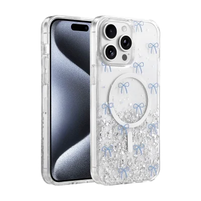 BUĞZ Onegif  İphone 15 Pro Max Misk Simli Magsafe Kapak - Desen 3