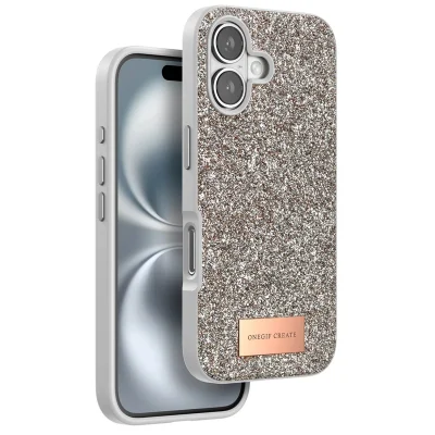 BUĞZ Onegif  İphone 16 Bright Simli Kapak - Gold