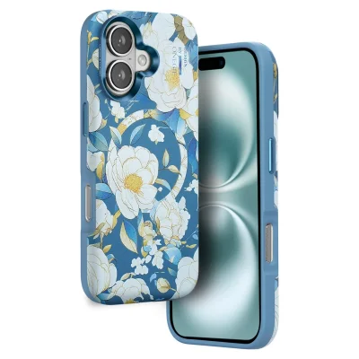 BUĞZ Onegif İphone 16 Flower Series Magsafe Kapak - Mavi