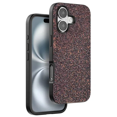 BUĞZ Onegif İphone 16 Plus Bright Simli Kapak - Derin Mor