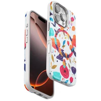 BUĞZ Onegif İphone 16 Pro Flower Series Magsafe Kapak - Beyaz