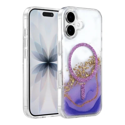 BUĞZ Onegif  İphone 17 Lotus Simli Magsafe Kapak - Mor