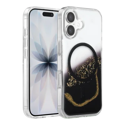 BUĞZ Onegif  İphone 17 Lotus Simli Magsafe Kapak - Siyah