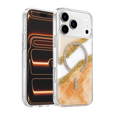 BUĞZ Onegif  İphone 17 Pro Lotus Simli Magsafe Kapak - Turuncu