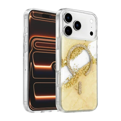 BUĞZ Onegif  İphone 17 Pro Max Lotus Simli Magsafe Kapak - Gümüş
