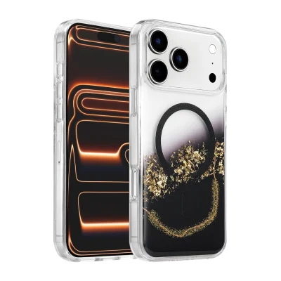 BUĞZ Onegif  İphone 17 Pro Max Lotus Simli Magsafe Kapak - Siyah
