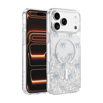 BUĞZ Onegif  İphone 17 Pro Misk Simli Magsafe Kapak - Desen 3